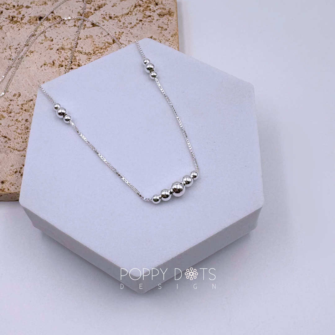 Sterling Silver plain Ball Necklace Chain 45cm