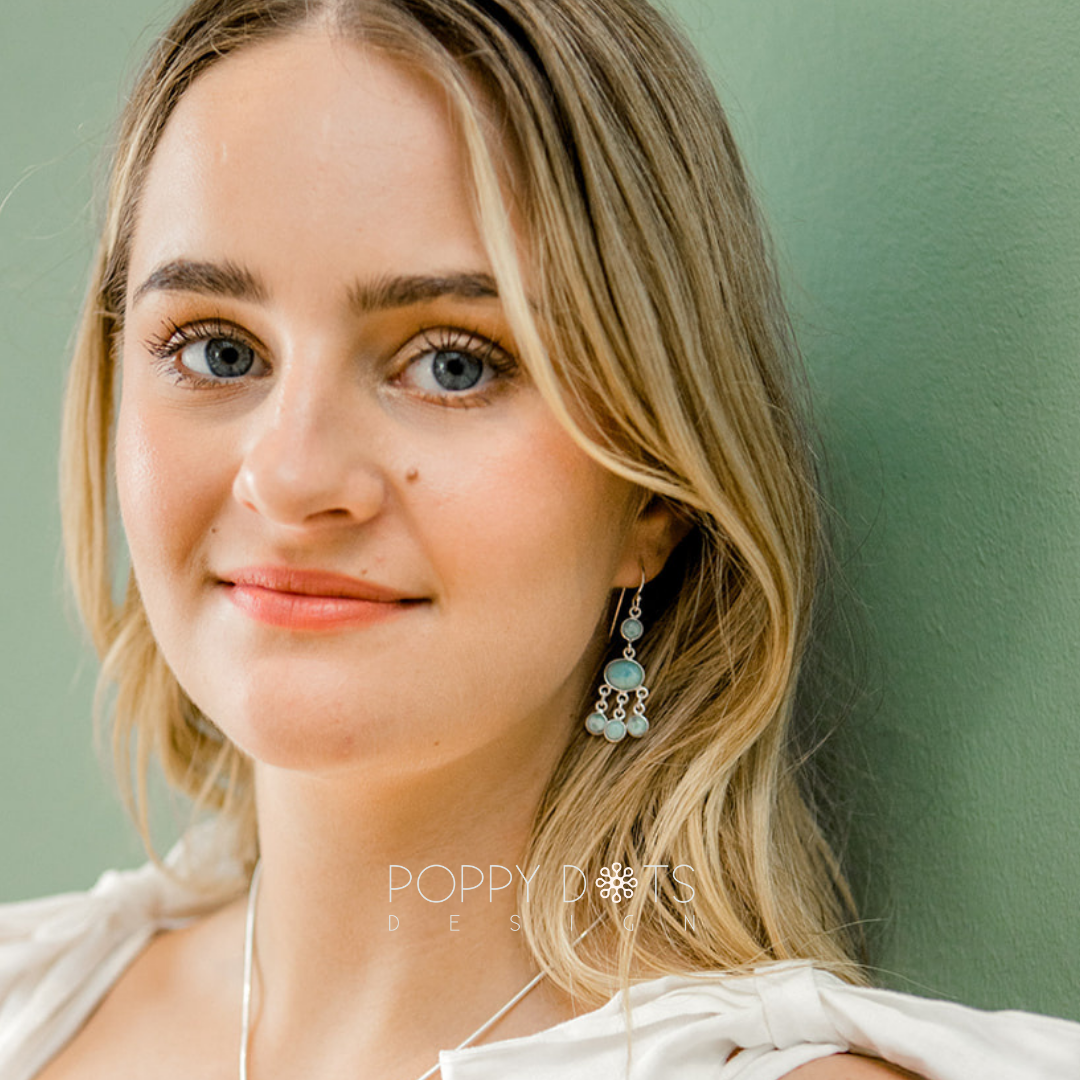 Sterling Silver Larimar Waterfall Earrings