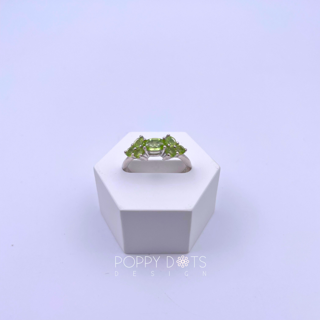 Sterling Silver Deluxe Cluster Peridot Ring