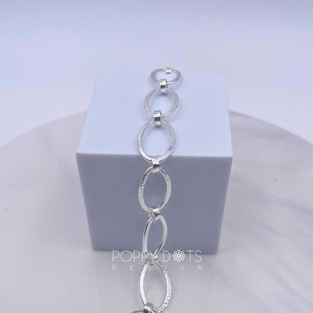 Sterling Silver Hammered link Bracelet