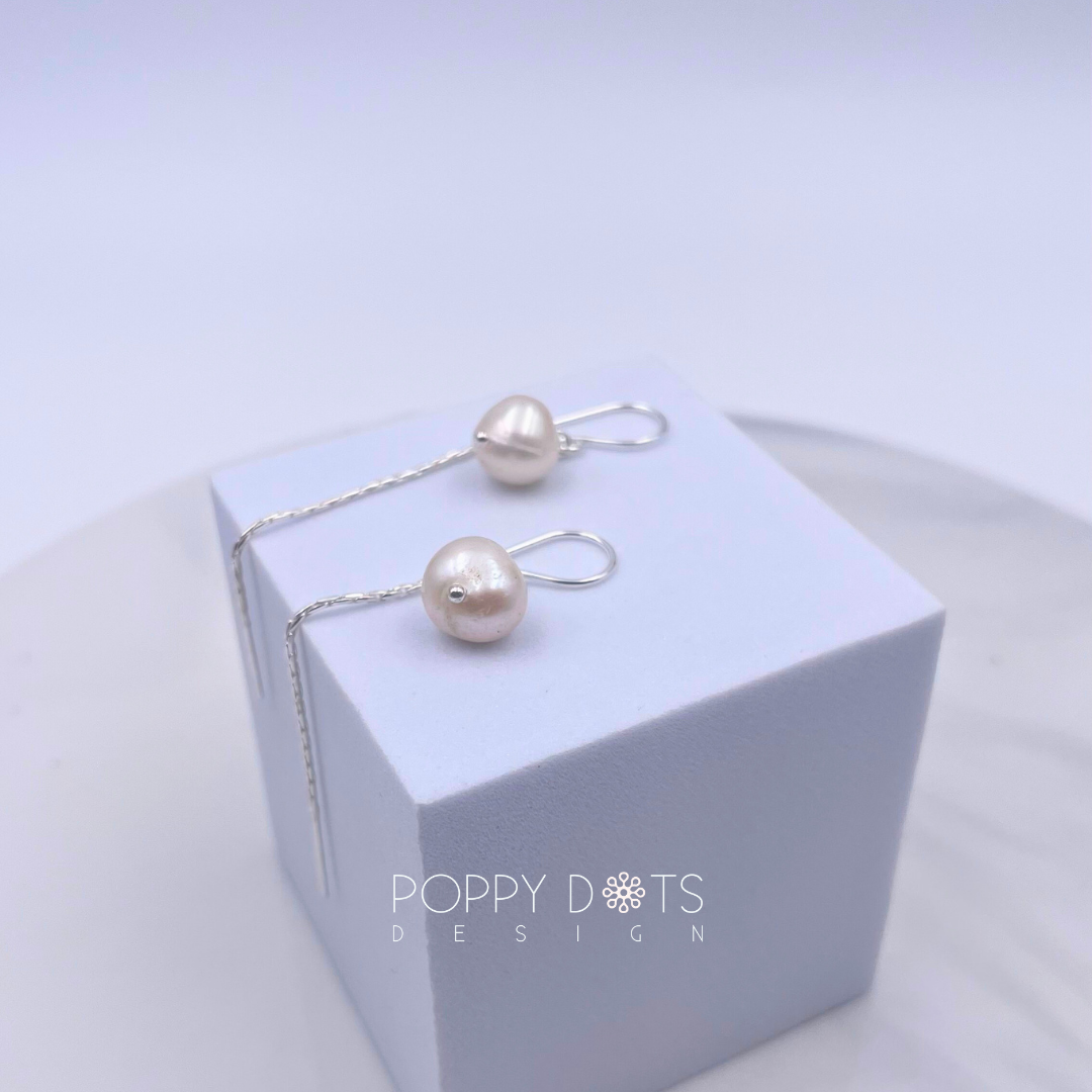 Sterling Silver Single Freshwater Pearl Threaders