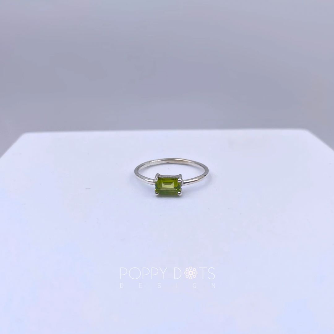 Sterling Silver Peridot Rectangular Stacking Ring