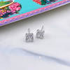 Sterling Silver & Cubic Zirconia Square Studs