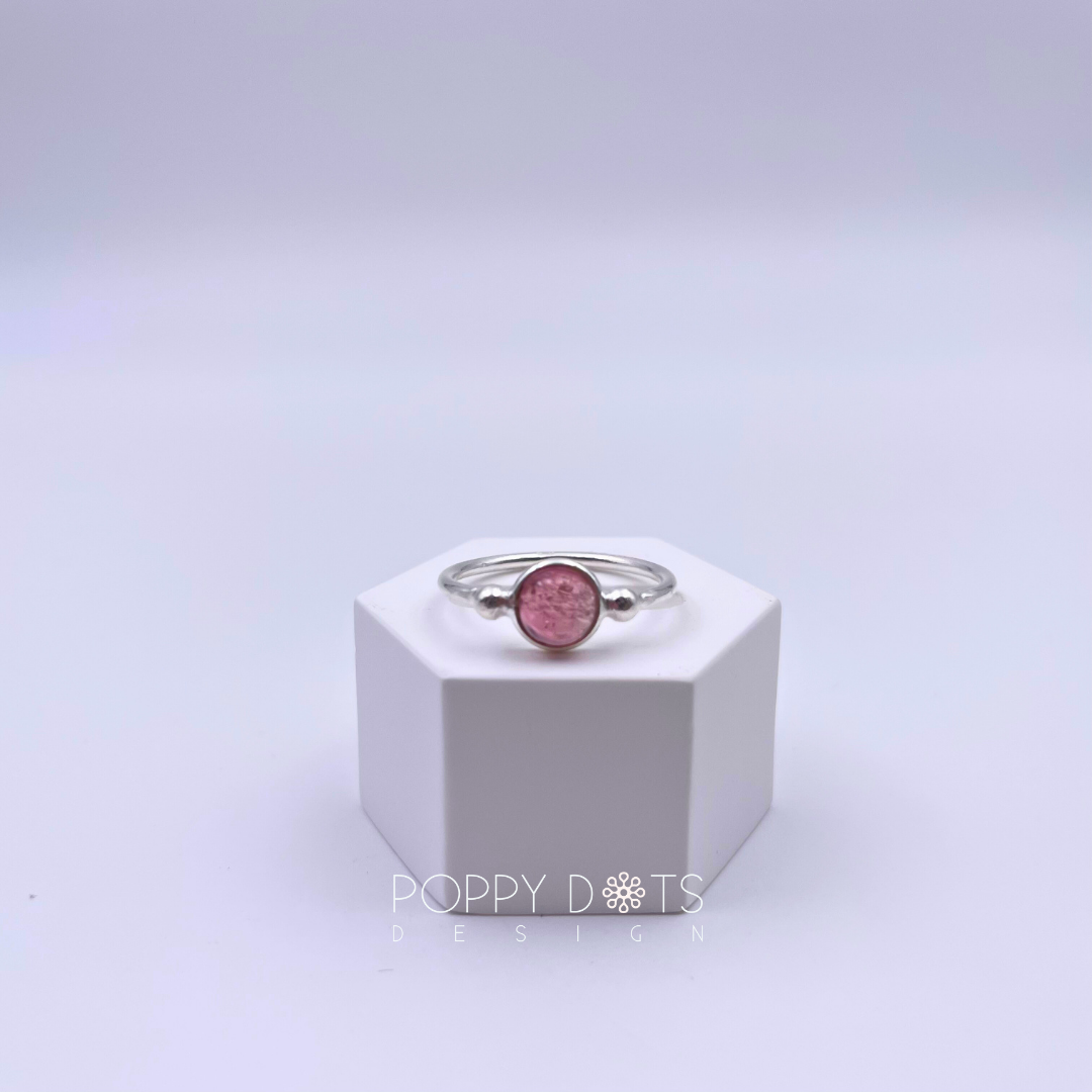 Sterling Silver Round Pink Tourmaline Ring