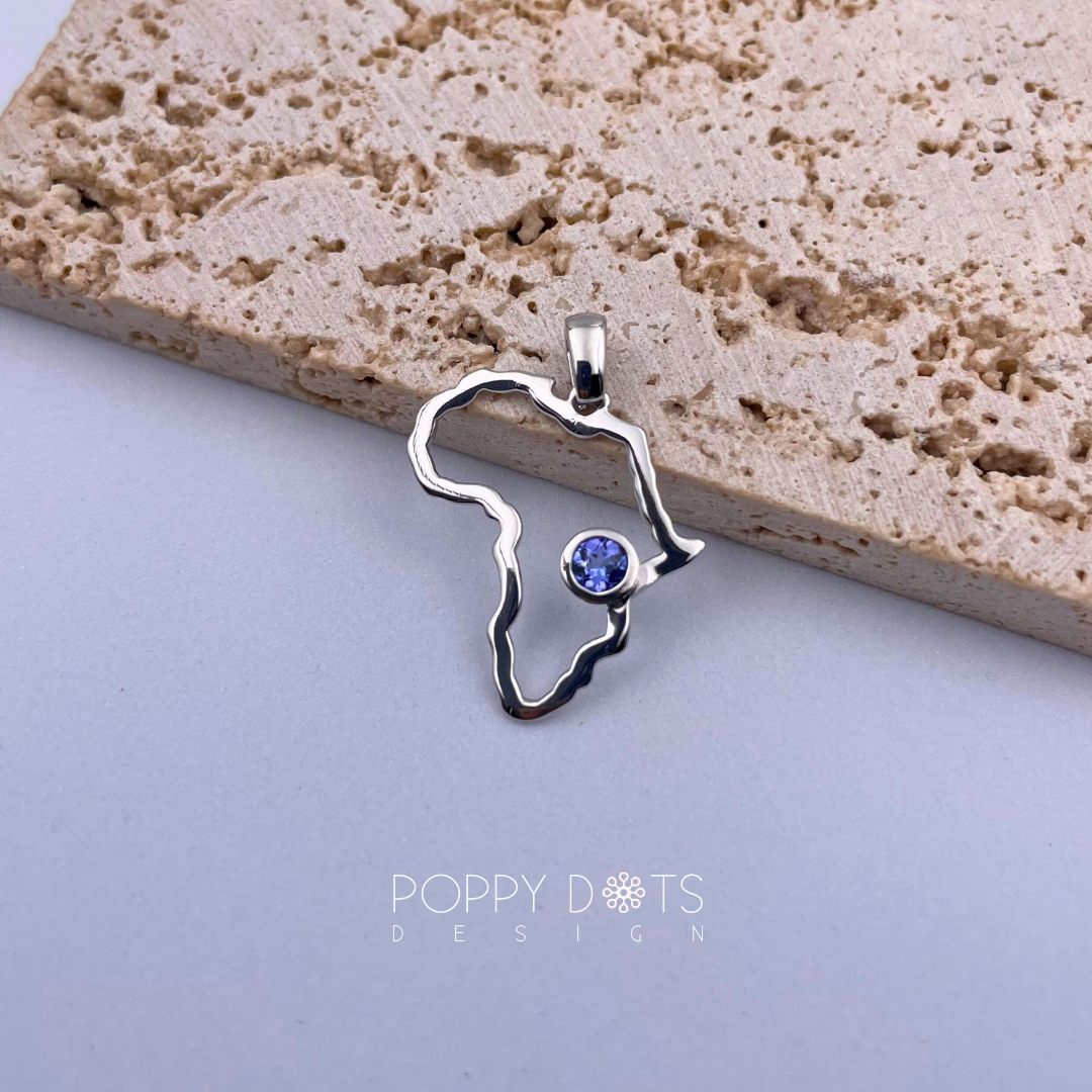 Sterling Silver Africa with Round Tanzanite Pendant