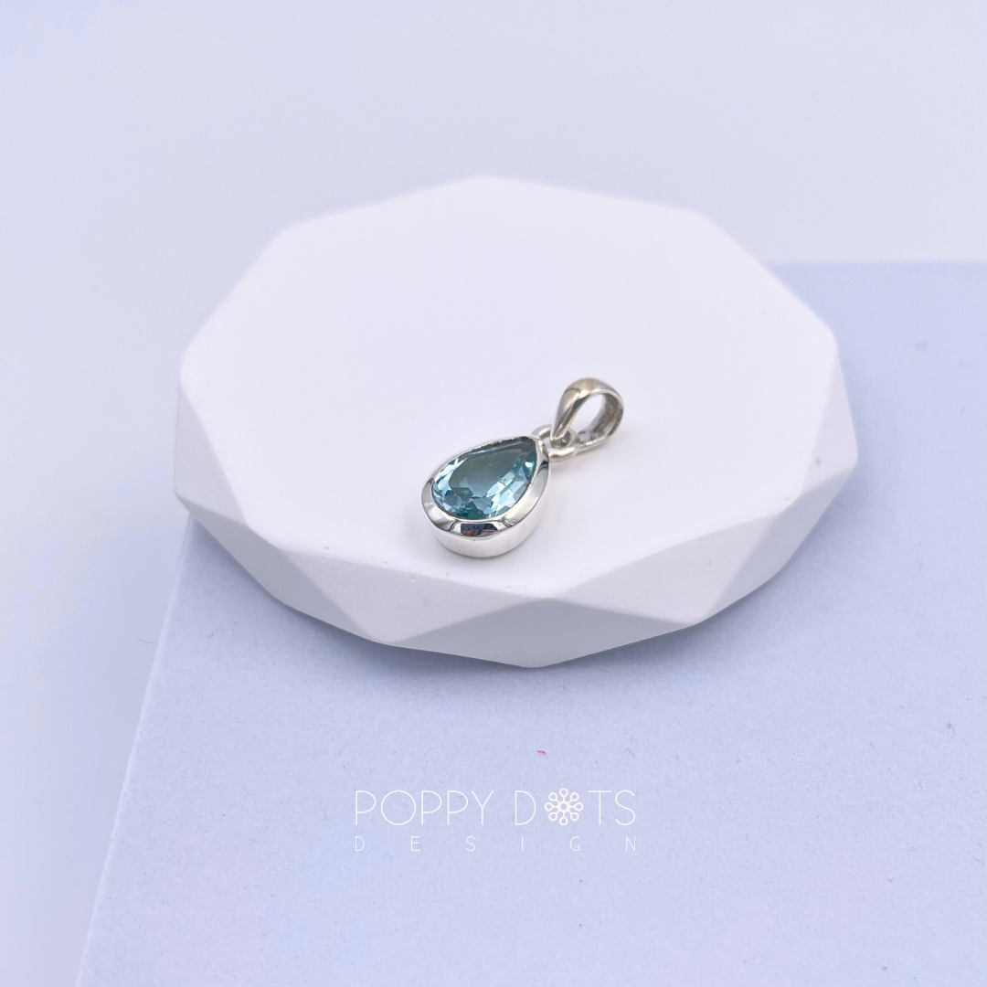 Deluxe Sterling Silver Blue Topaz Teardrop Pendant