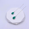 Sterling Silver Teardrop Emerald Threader Earrings