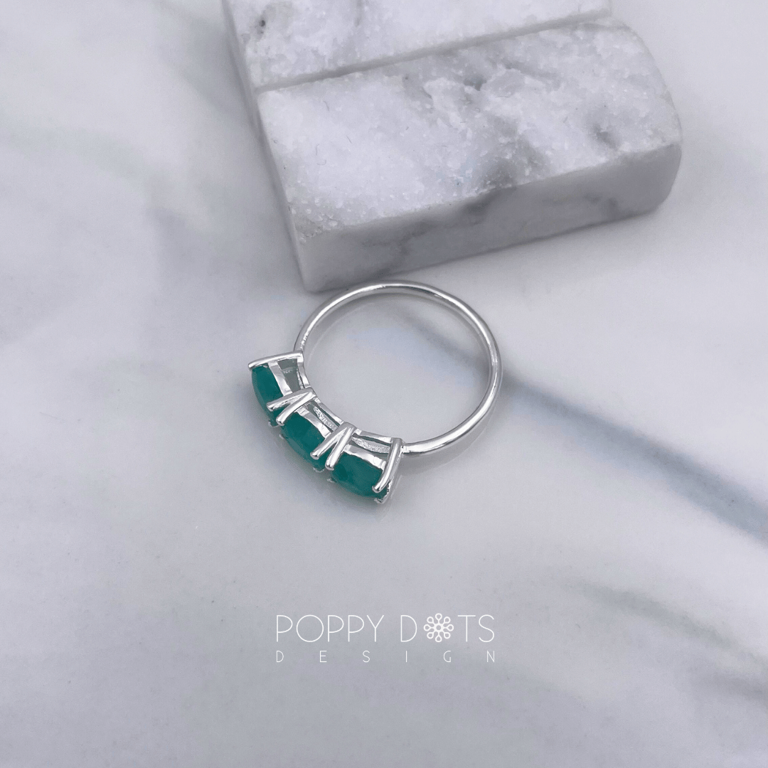 Sterling Silver Trinity Emerald Ring