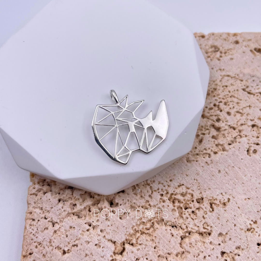 Sterling Silver Geometric Rhino Pendant