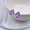 Sterling Silver Big Teardrop Purple Amethyst Studs