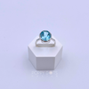 Luxurious Sterling Silver Blue Topaz Oval Ring (10mm x 12mm)