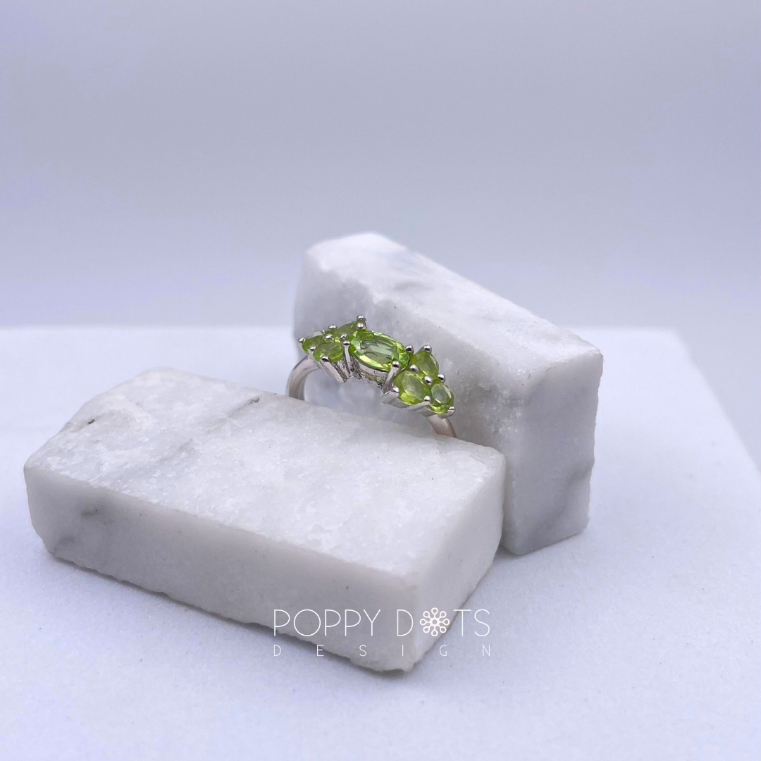 Sterling Silver Deluxe Cluster Peridot Ring