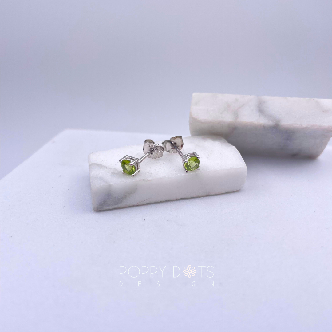 Sterling Silver Peridot Claw Studs