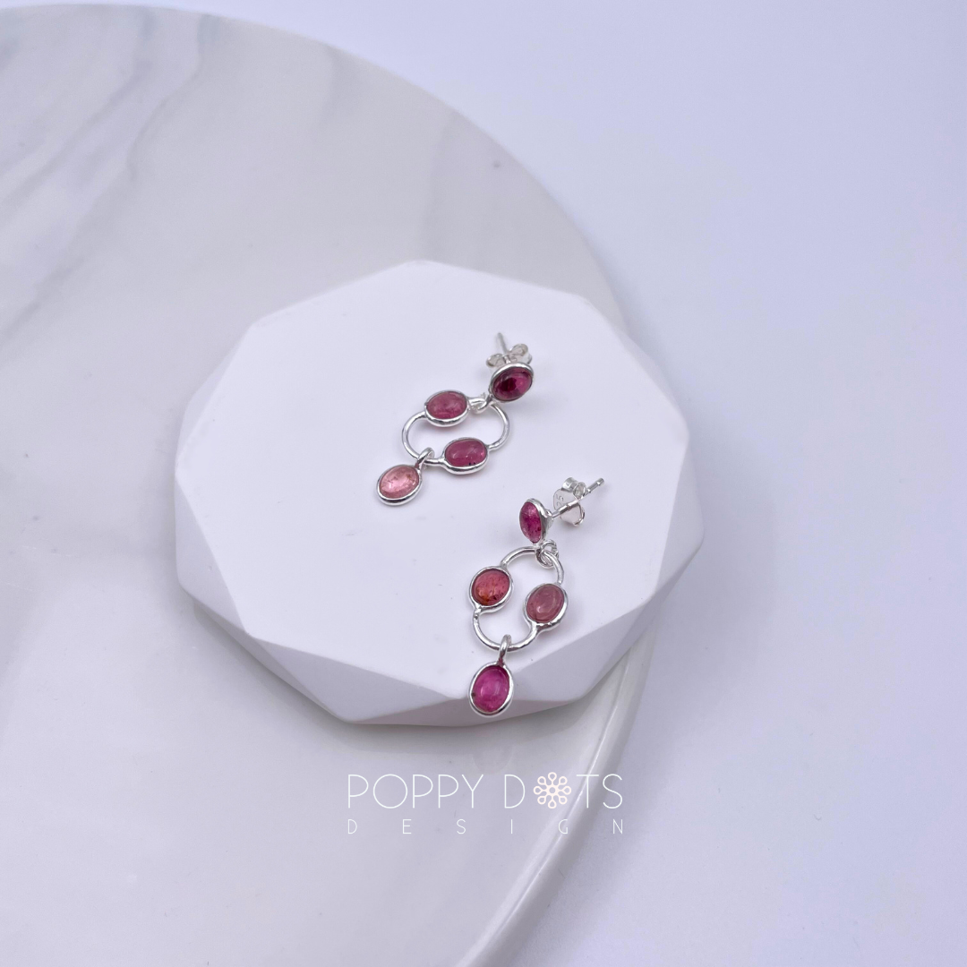 Sterling Silver Pink Tourmaline Stud Earrings