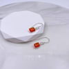 Sterling Silver dainty Rectangular Carnelian Earrings