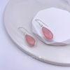 Sterling Silver Tall Teardrop Rose Quartz Earrings