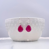 Sterling Silver Rubellite Drop Earrings