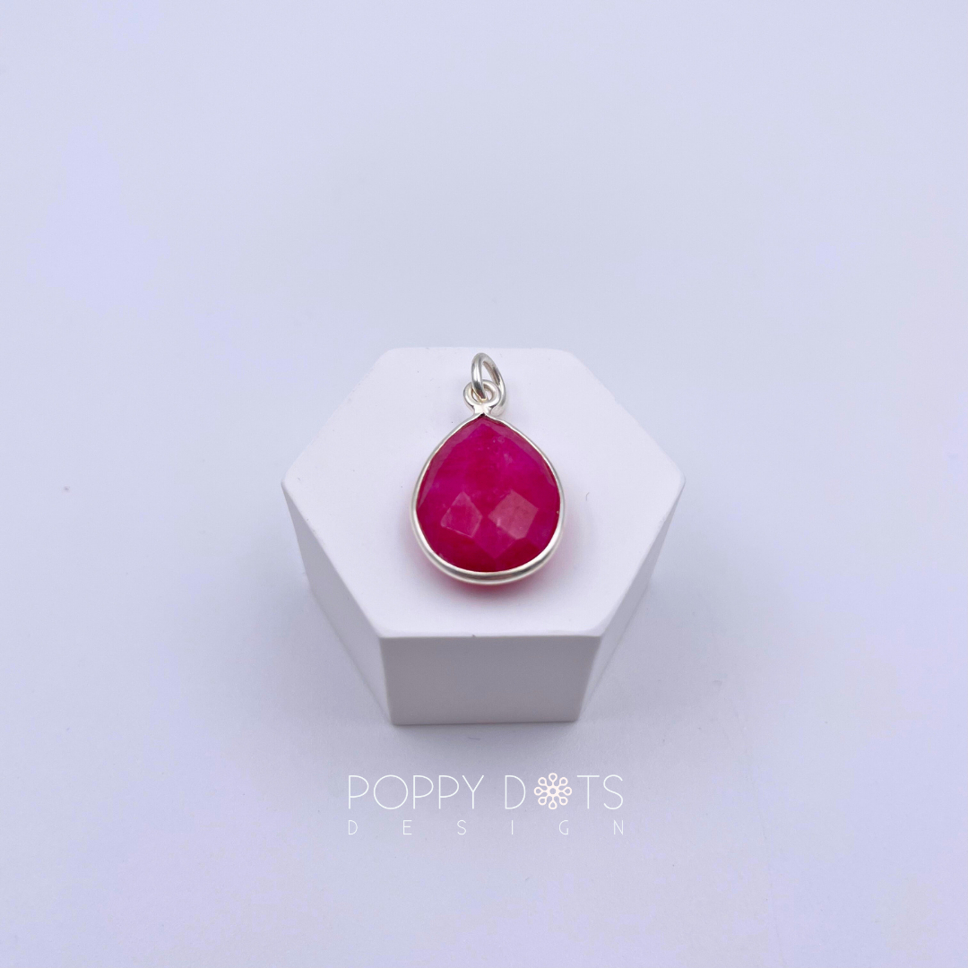 Sterling Silver Rubellite Teardrop Pendant