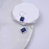 Sterling Silver Rectangular Blue Sapphire Earrings