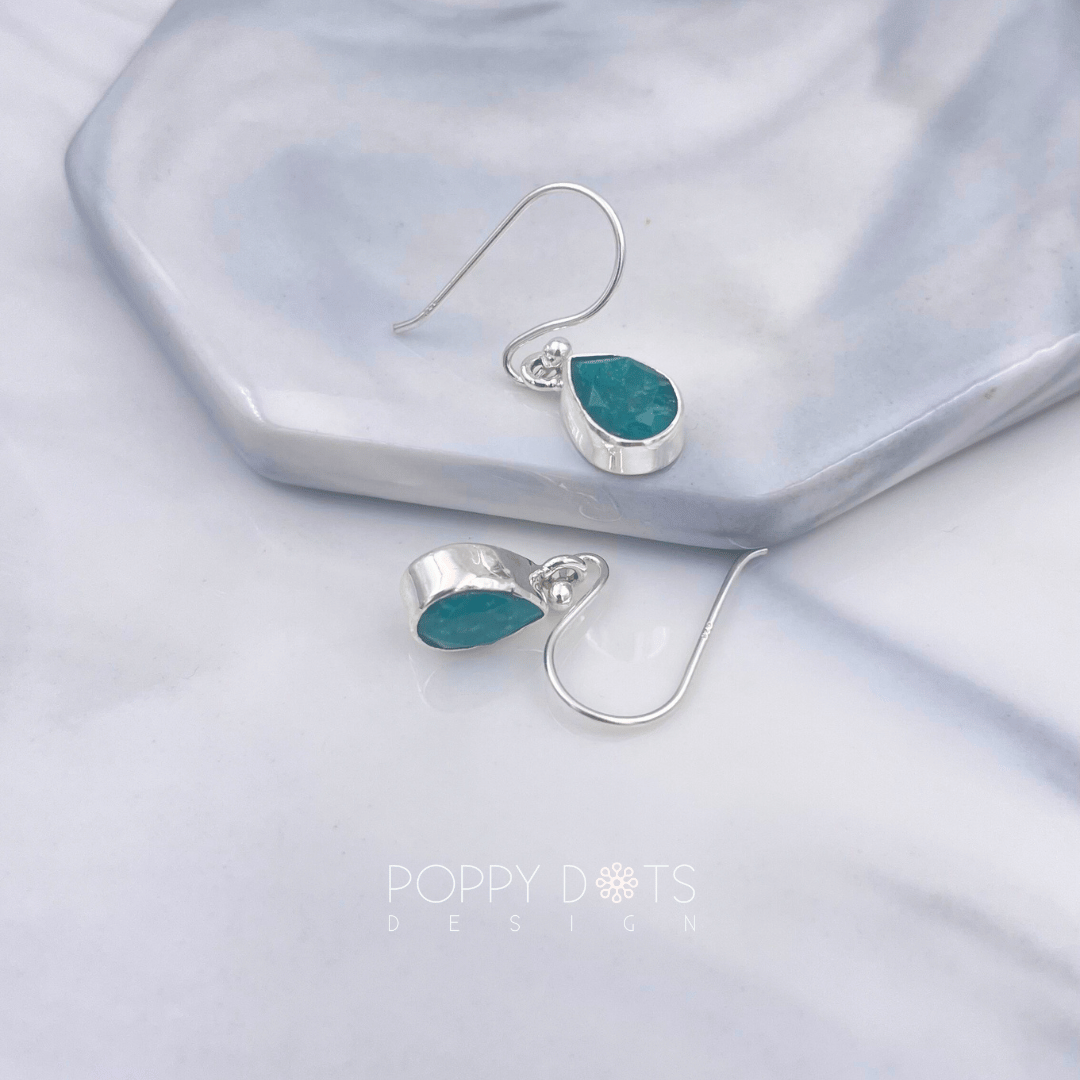 Sterling Silver Teardrop Emerald Earrings