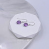 Sterling Silver Oval Purple Amethyst Earrings