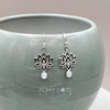 Sterling Silver Lotus Pearl Earrings