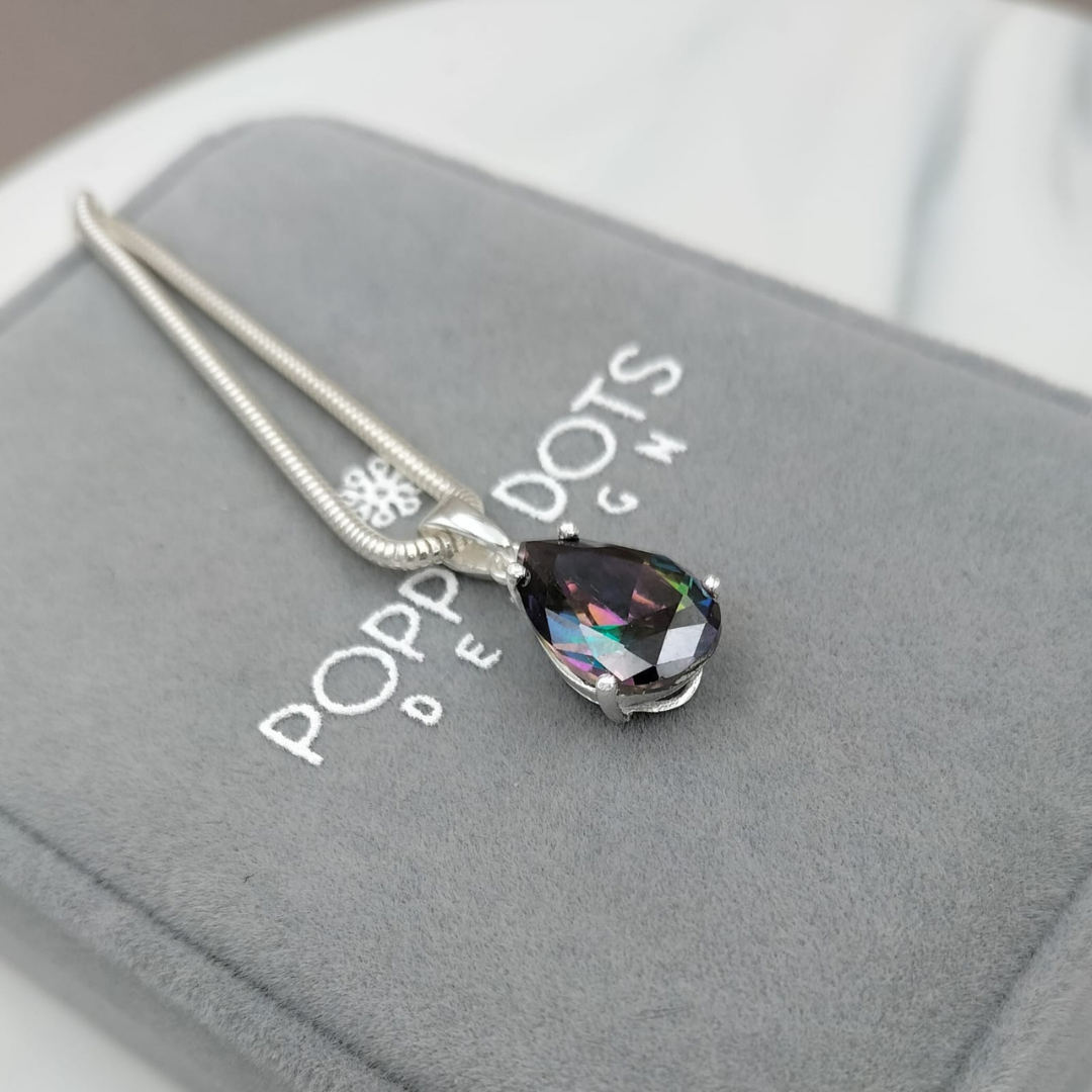 Sterling Silver Luxury Teardrop Mystic Topaz Pendant