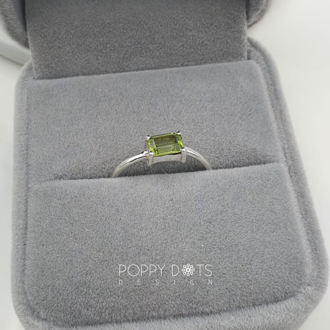 Sterling Silver Peridot Rectangular Stacking Ring