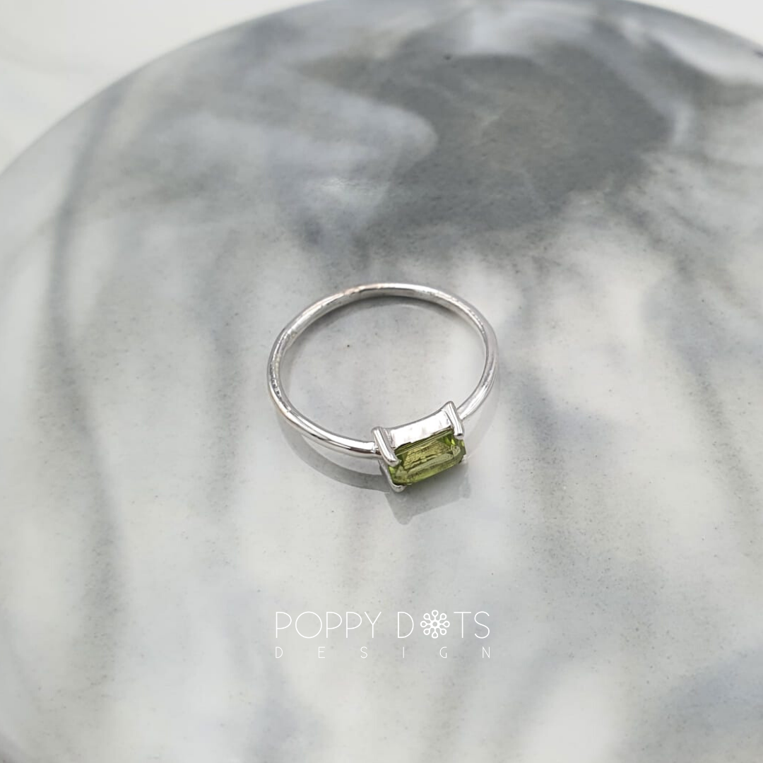 Sterling Silver Peridot Rectangular Stacking Ring